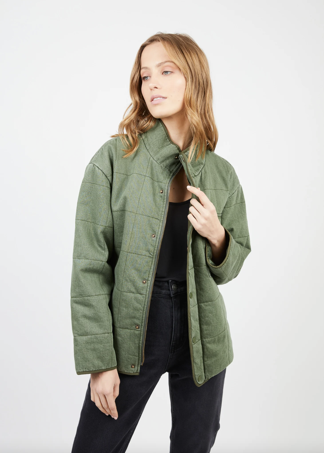 Chaqueta mujer Bomber Quilted verde -1