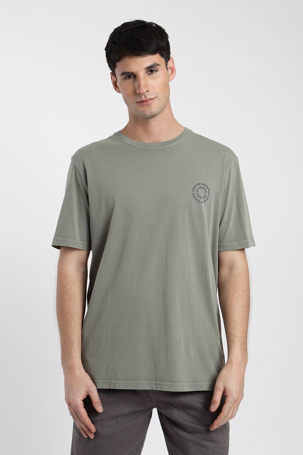 Polera manga corta hombre Logo text verde -0