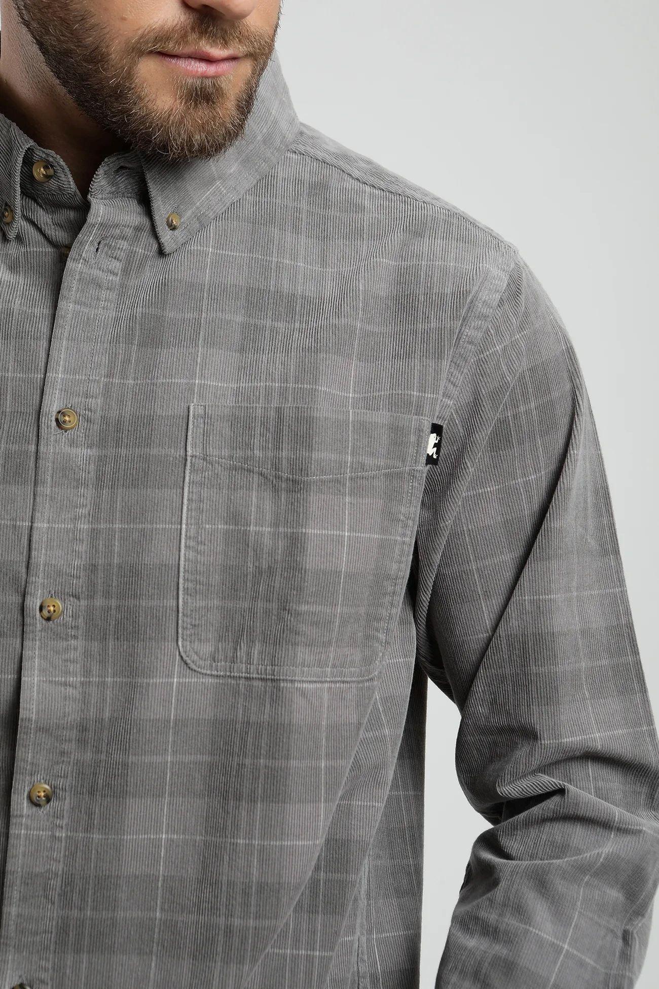 Camisa manga larga Corduroy Yarn gris  -1