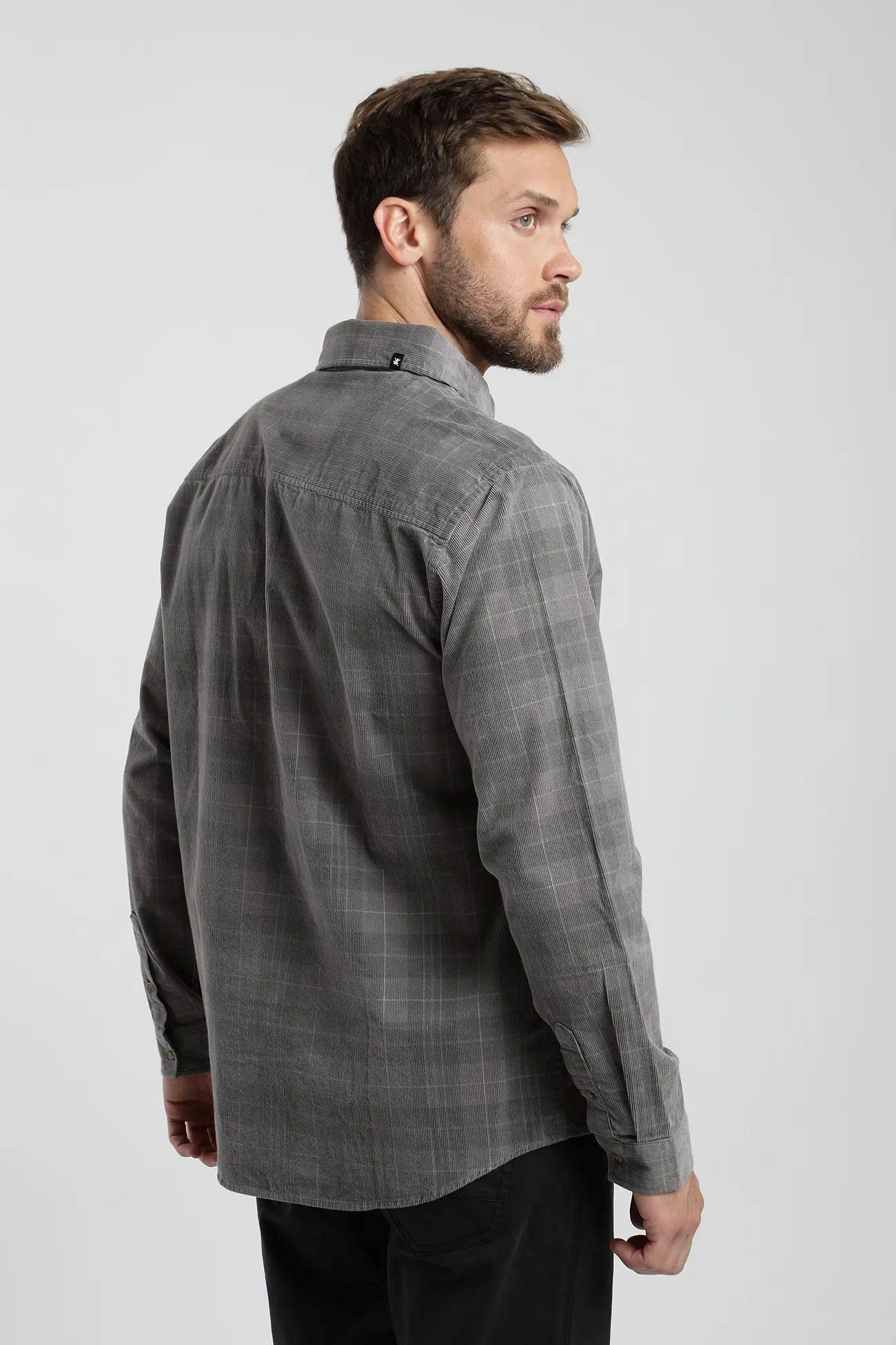 Camisa manga larga Corduroy Yarn gris  -2