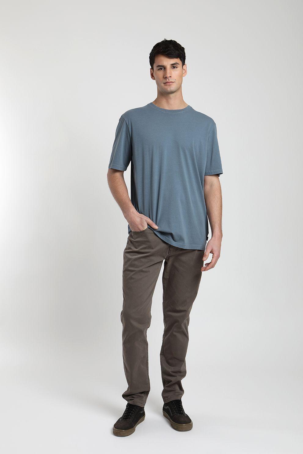 Polera manga corta hombre Plain azul -3