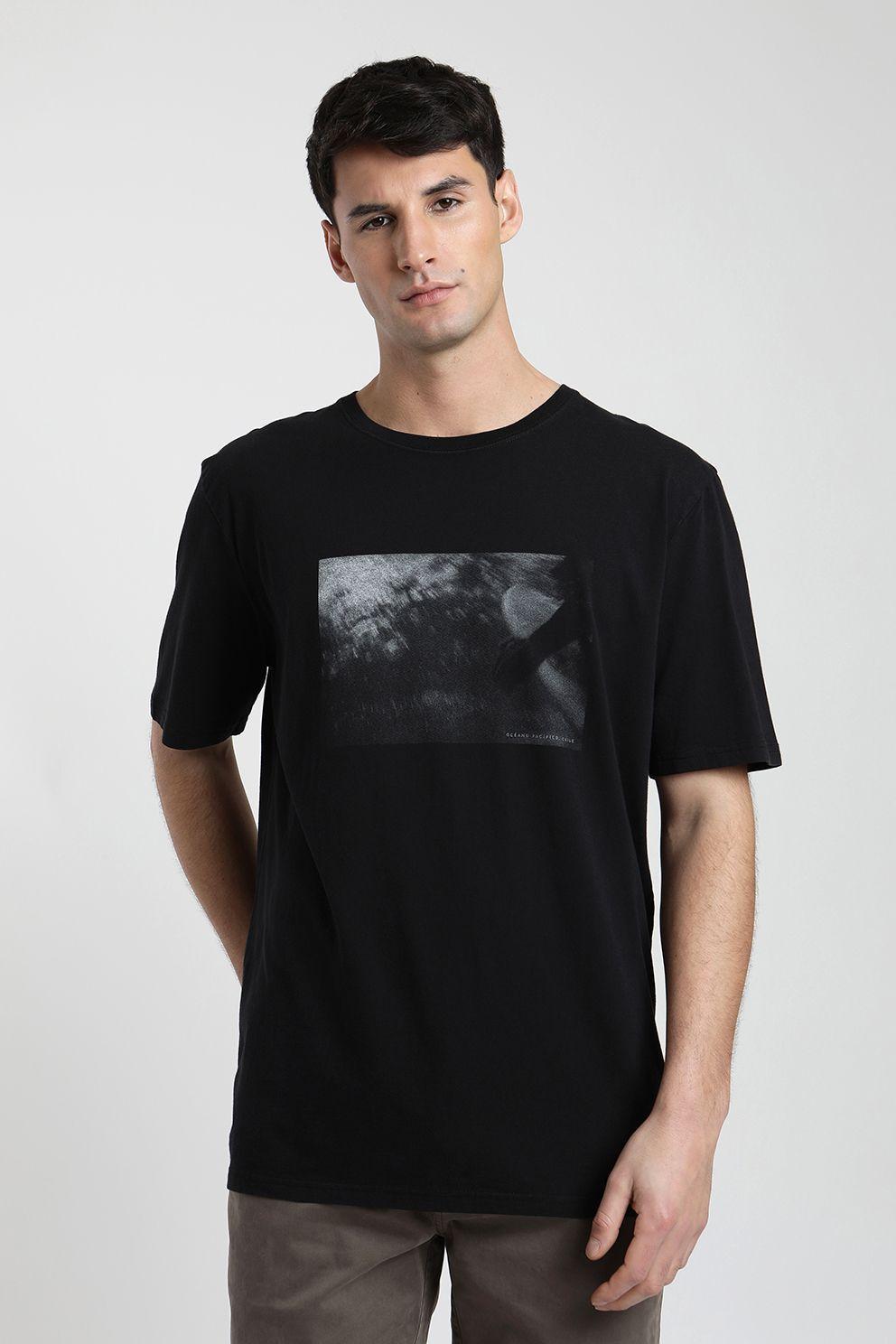 Polera manga corta hombre Foto surf negro -0
