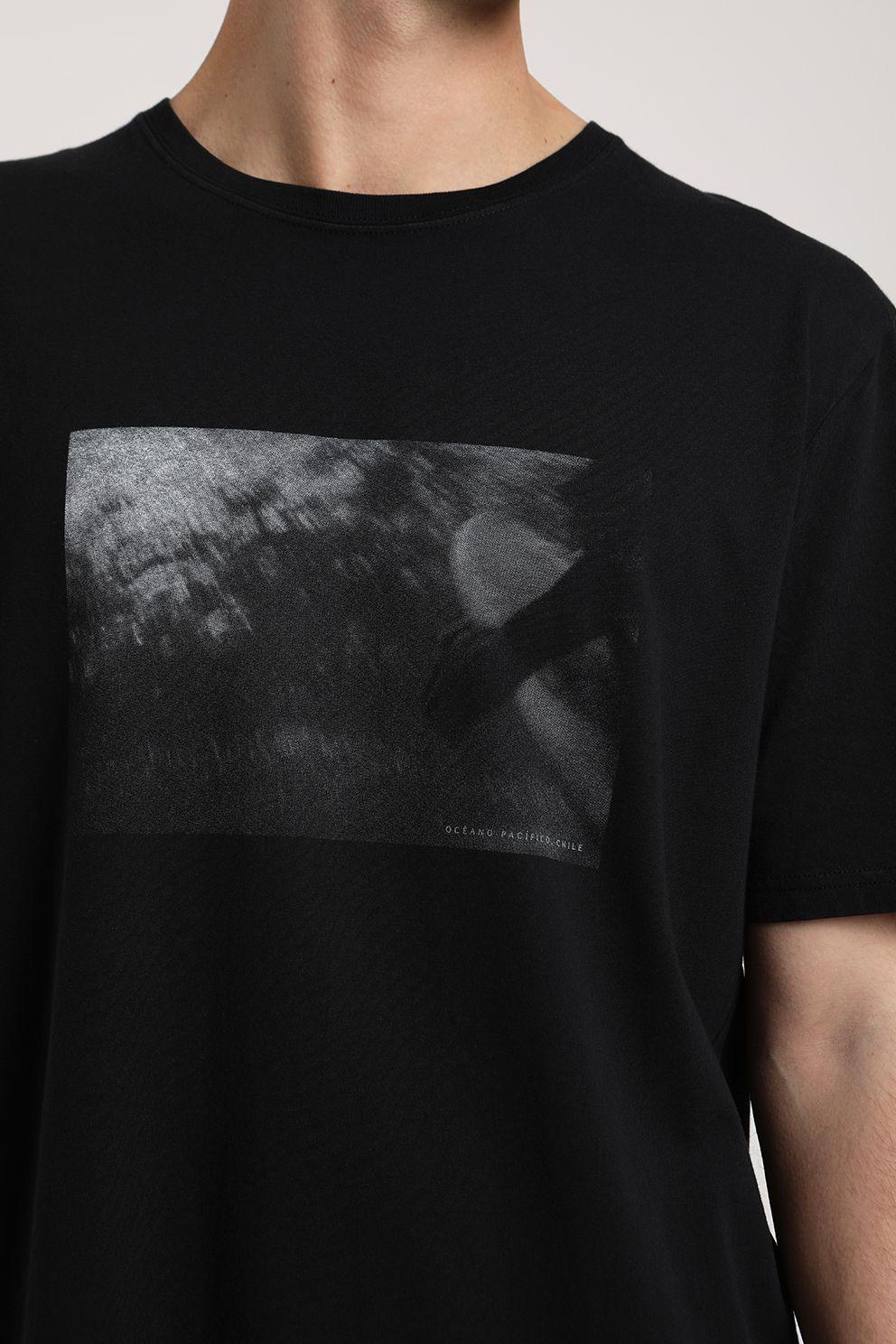 Polera manga corta hombre Foto surf negro -2