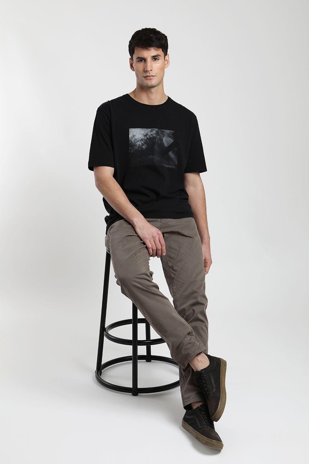 Polera manga corta hombre Foto surf negro -3