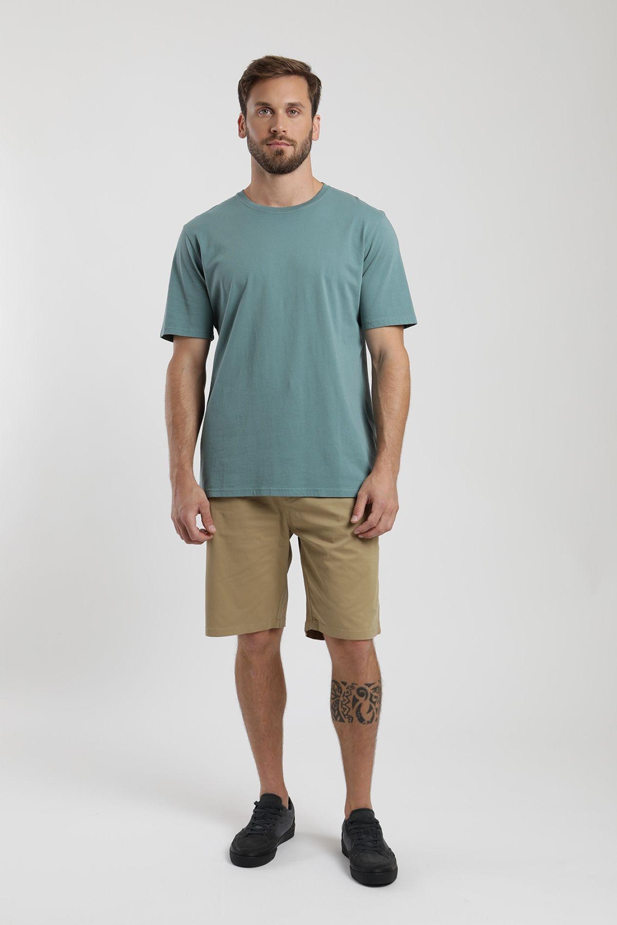 Polera manga corta hombre Plain verde  -3