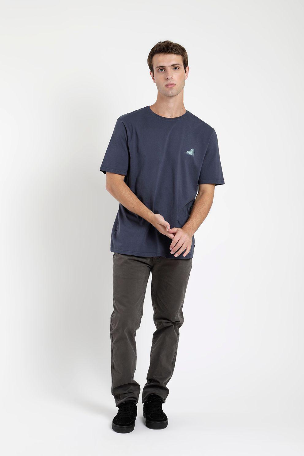 Polera manga corta hombre Oso flojo azul -3