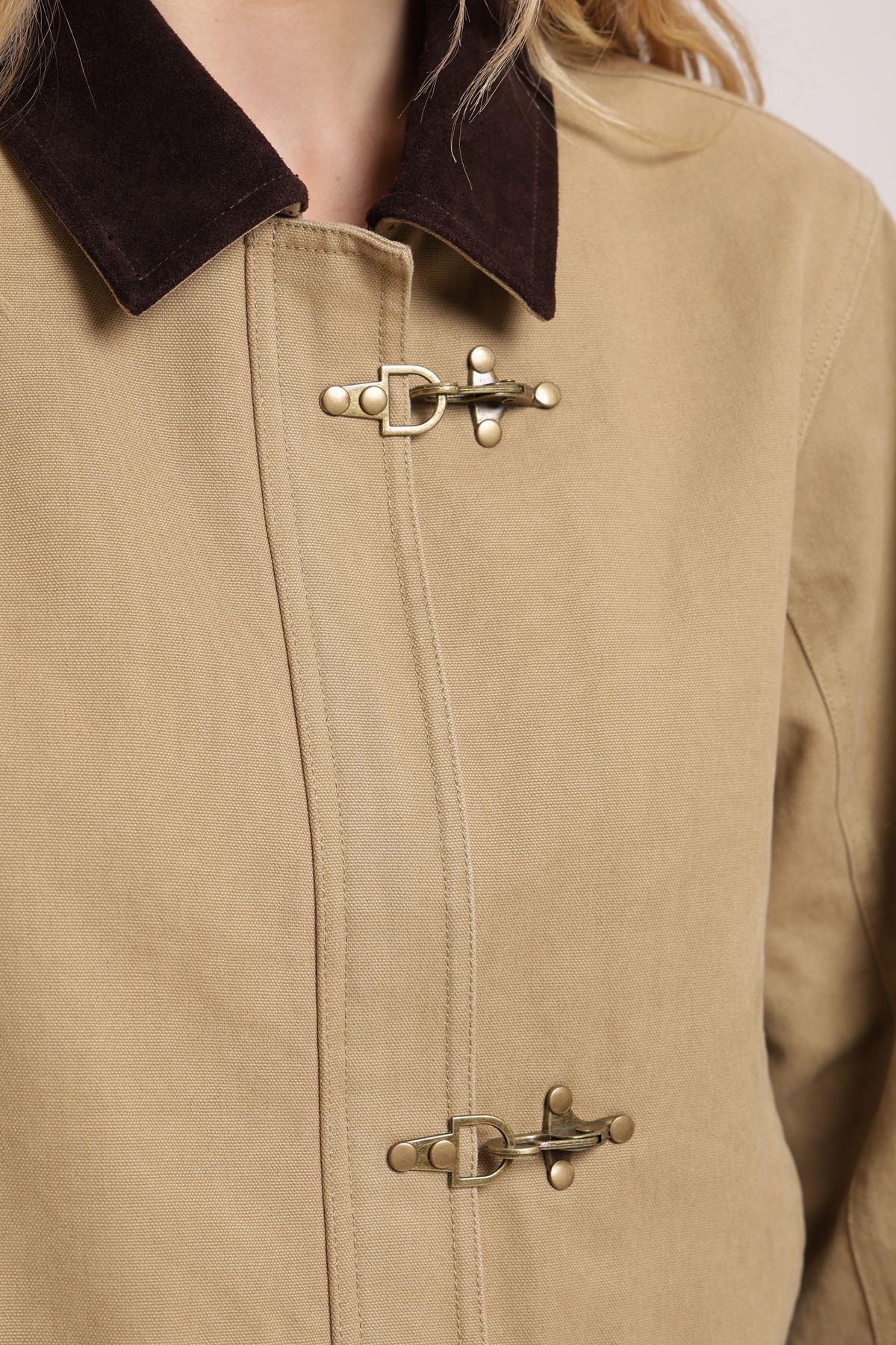 Chaqueta mujer Barn beige canvas Froens-3