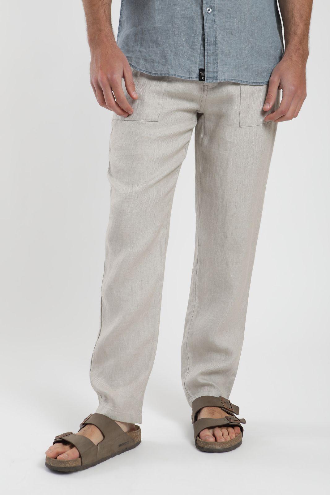 Pantalón hombre de Lino crudo Froens-3