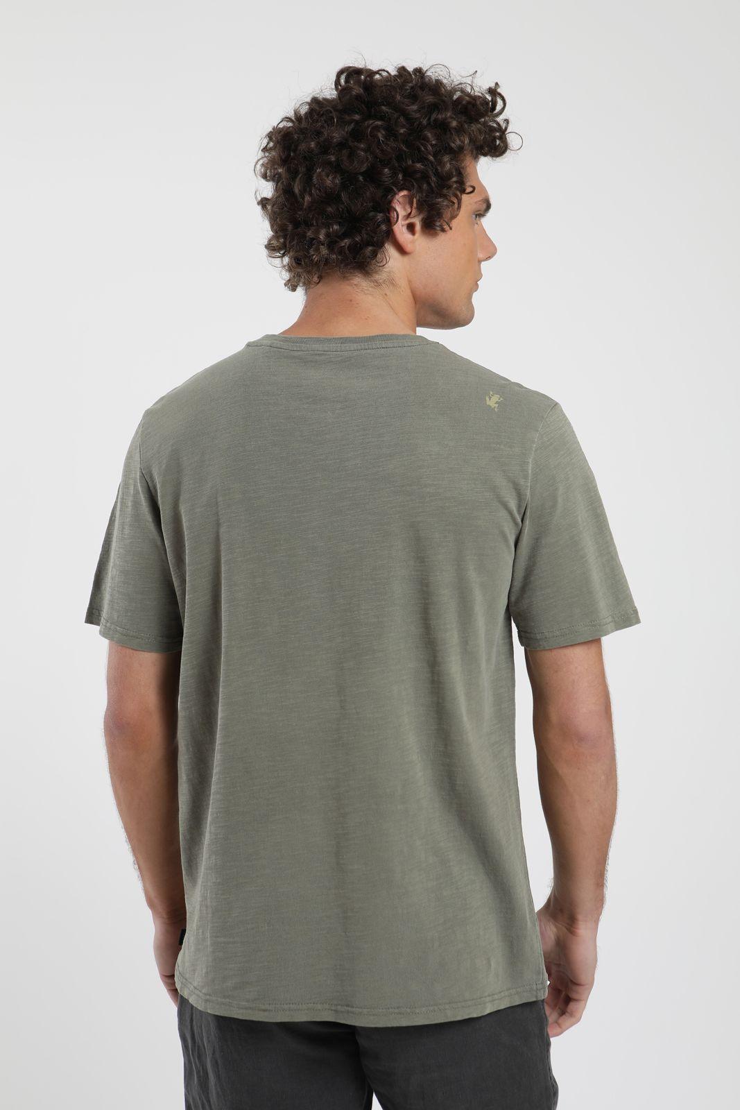 Polera hombre manga corta Mao verde Algodón orgánico Froens-1