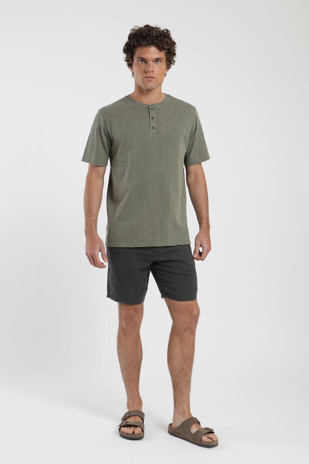 Polera hombre manga corta Mao verde Algodón orgánico Froens-2