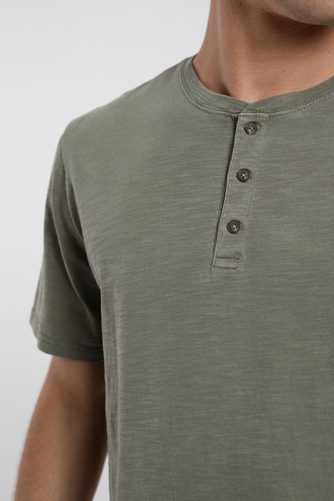 Polera hombre manga corta Mao verde Algodón orgánico Froens-3