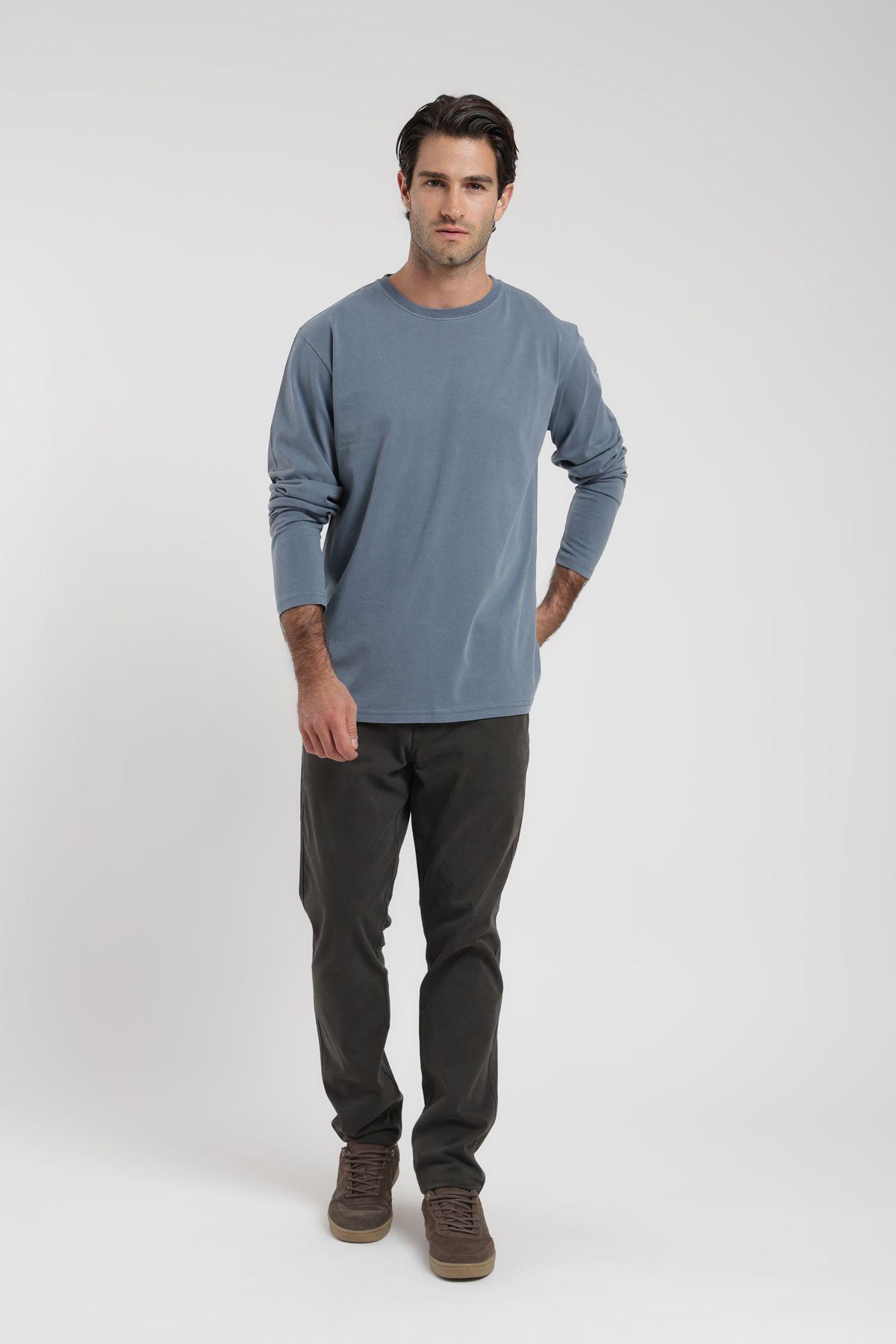 Polera hombre manga larga  Plain azul Froens-3