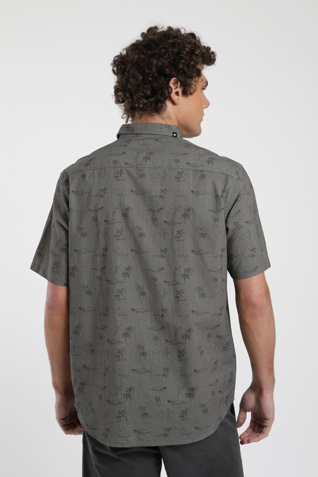 Camisa hombre manga corta Hawaii olivo Algodón orgánico Froens-2