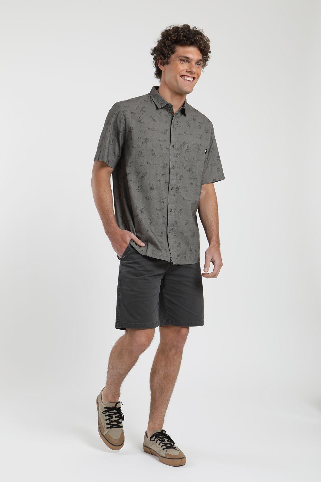 Camisa hombre manga corta Hawaii olivo Algodón orgánico Froens-3