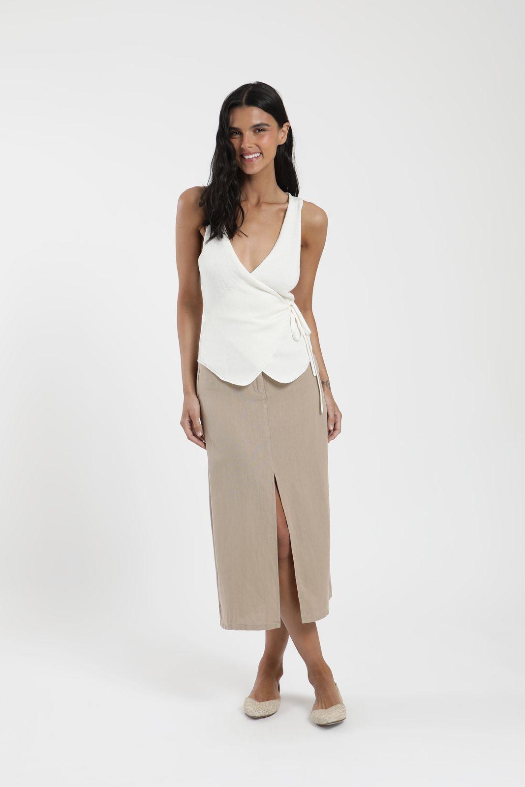 Polera mujer cruzada blanca Froens-2