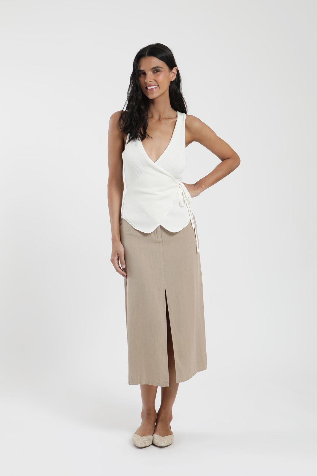 Polera mujer cruzada blanca Froens-3