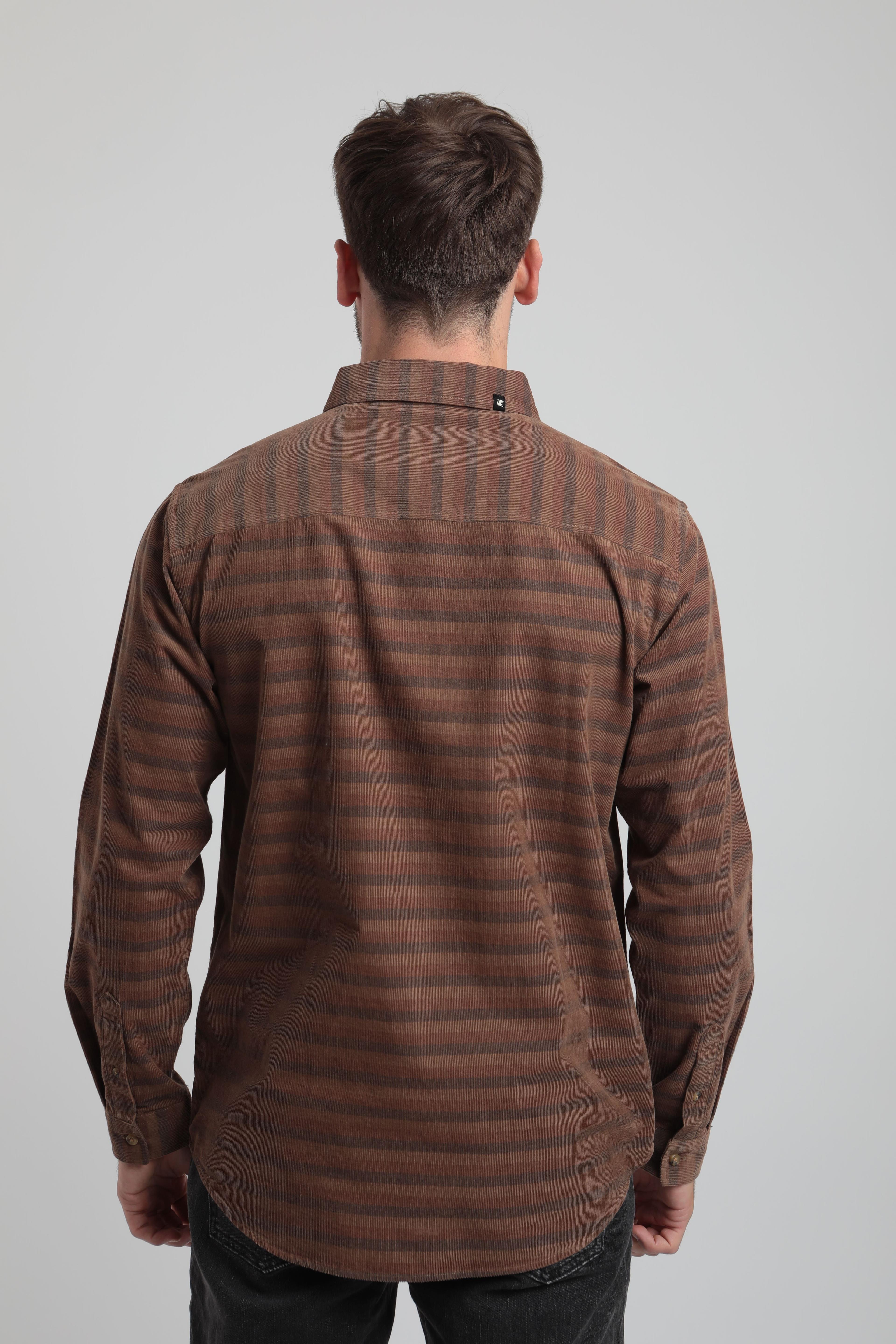 Camisa manga larga hombre Corduroy camel- -1