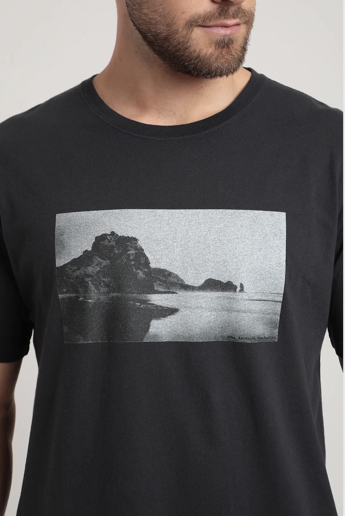 Polera manga corta hombre foto grafito -2