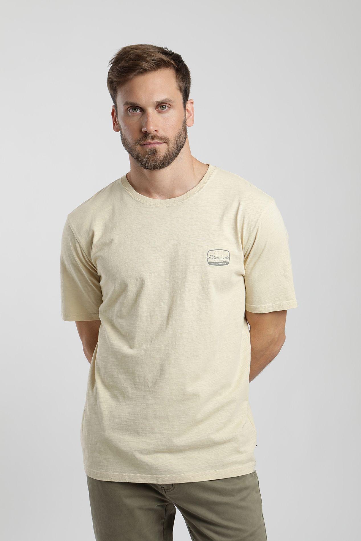 Polera manga corta hombre Playa beige  -0
