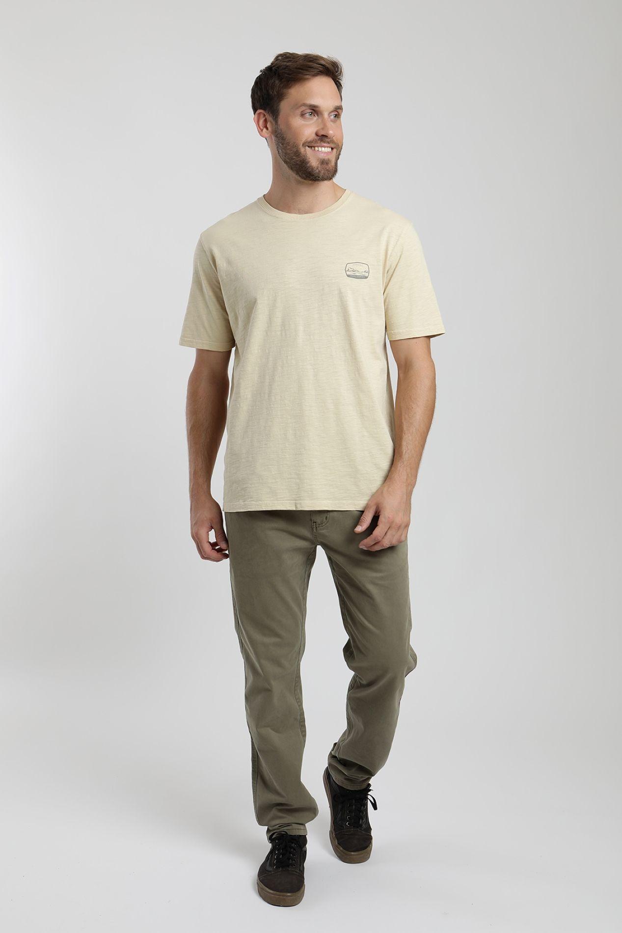 Polera manga corta hombre Playa beige  -3