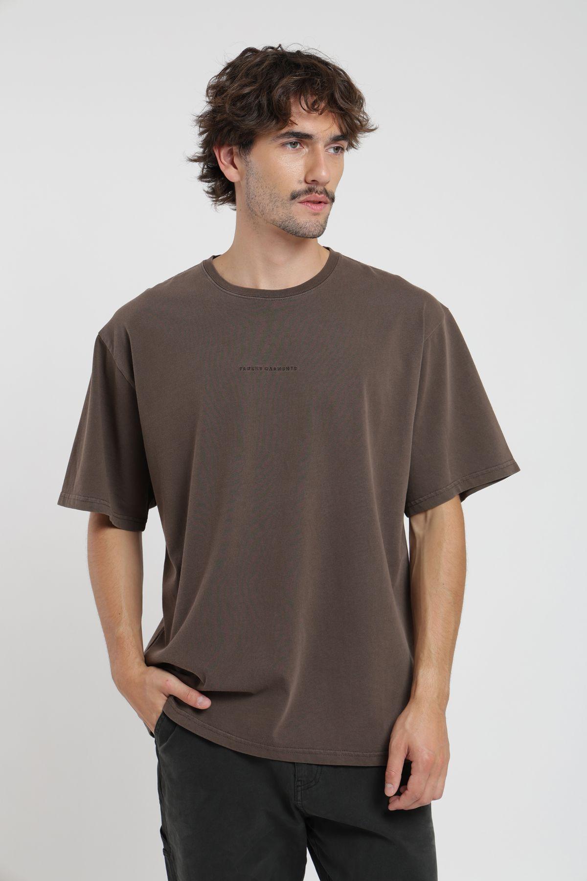 Polera hombre manga corta Oversize café Froens-0