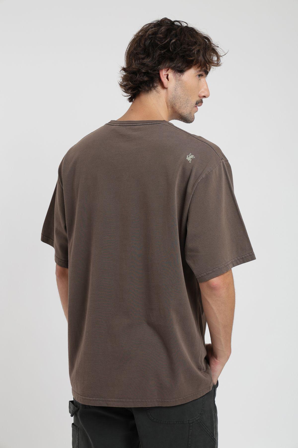 Polera hombre manga corta Oversize café Froens-2