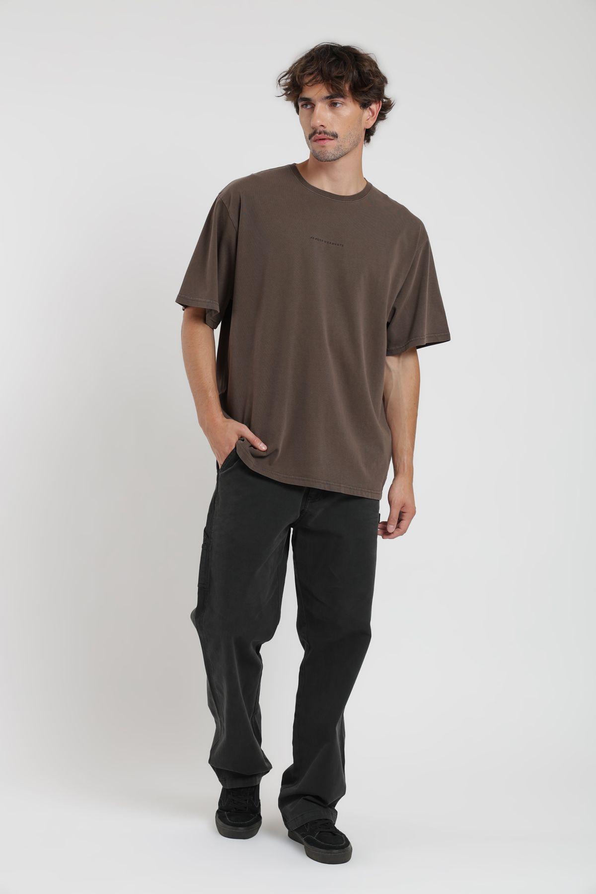 Polera hombre manga corta Oversize café Froens-3