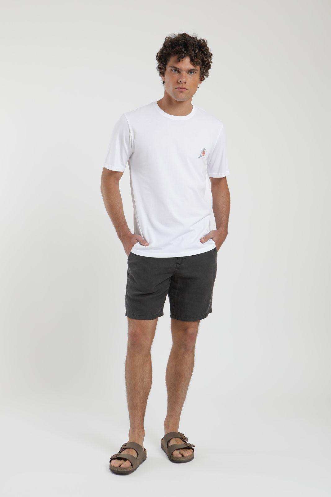 Polera hombre manga corta Martín Pescador blanco Algodón orgánico Froens-3