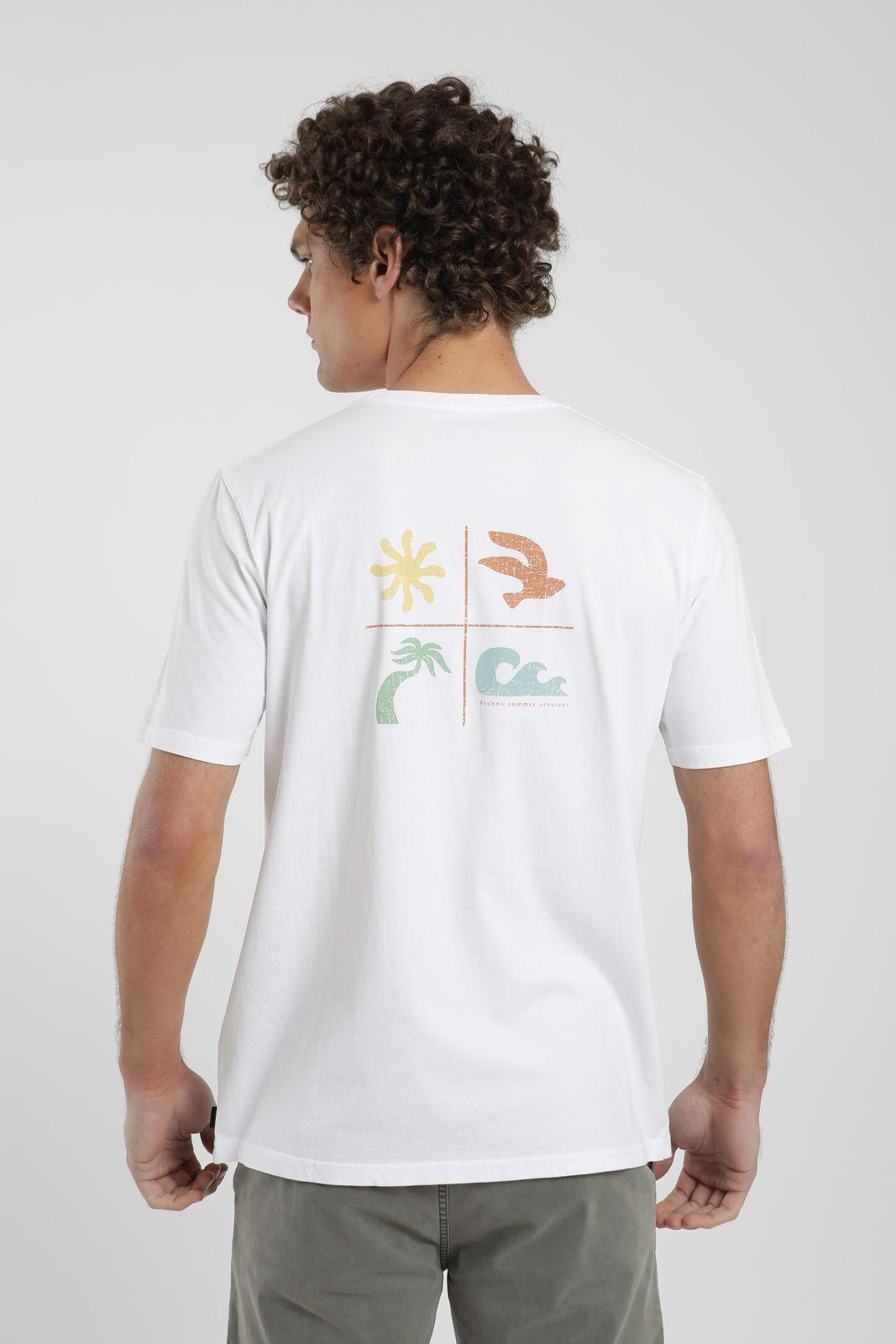 Polera hombre manga corta Praia blanco Algodón orgánico Froens-4