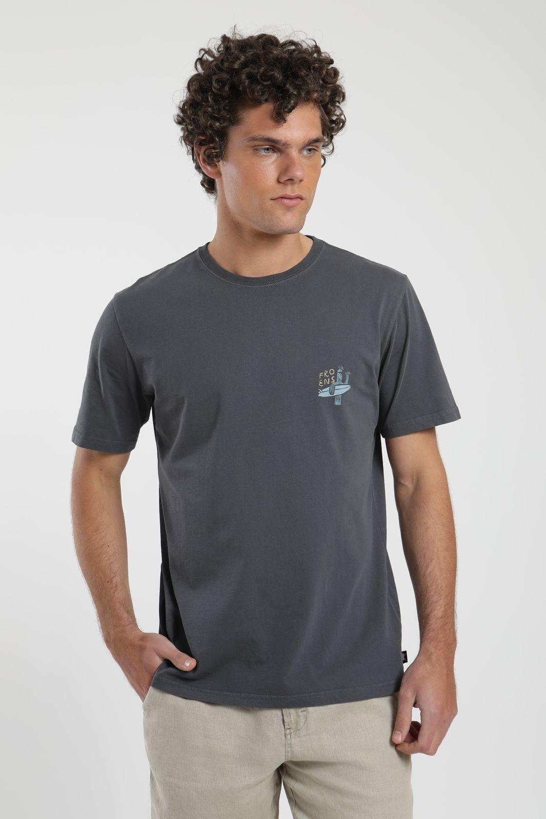 Polera hombre manga corta Cactus grafito Algodón orgánico Froens-0