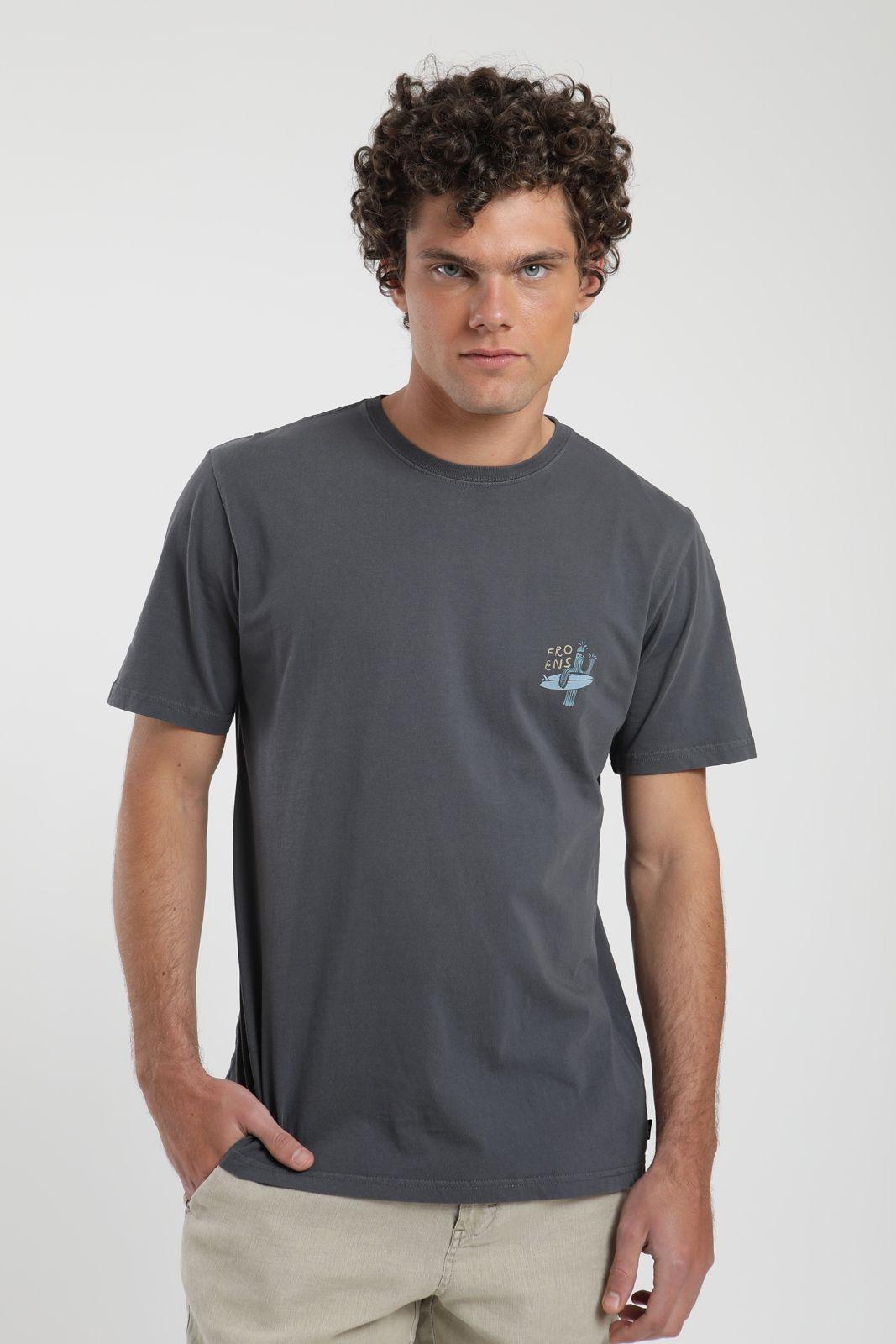 Polera hombre manga corta Cactus grafito Algodón orgánico Froens-1