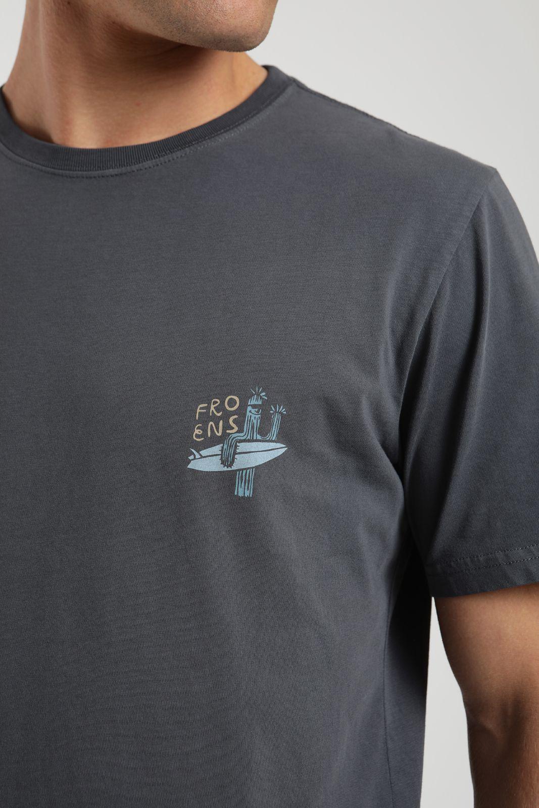 Polera hombre manga corta Cactus grafito Algodón orgánico Froens-2