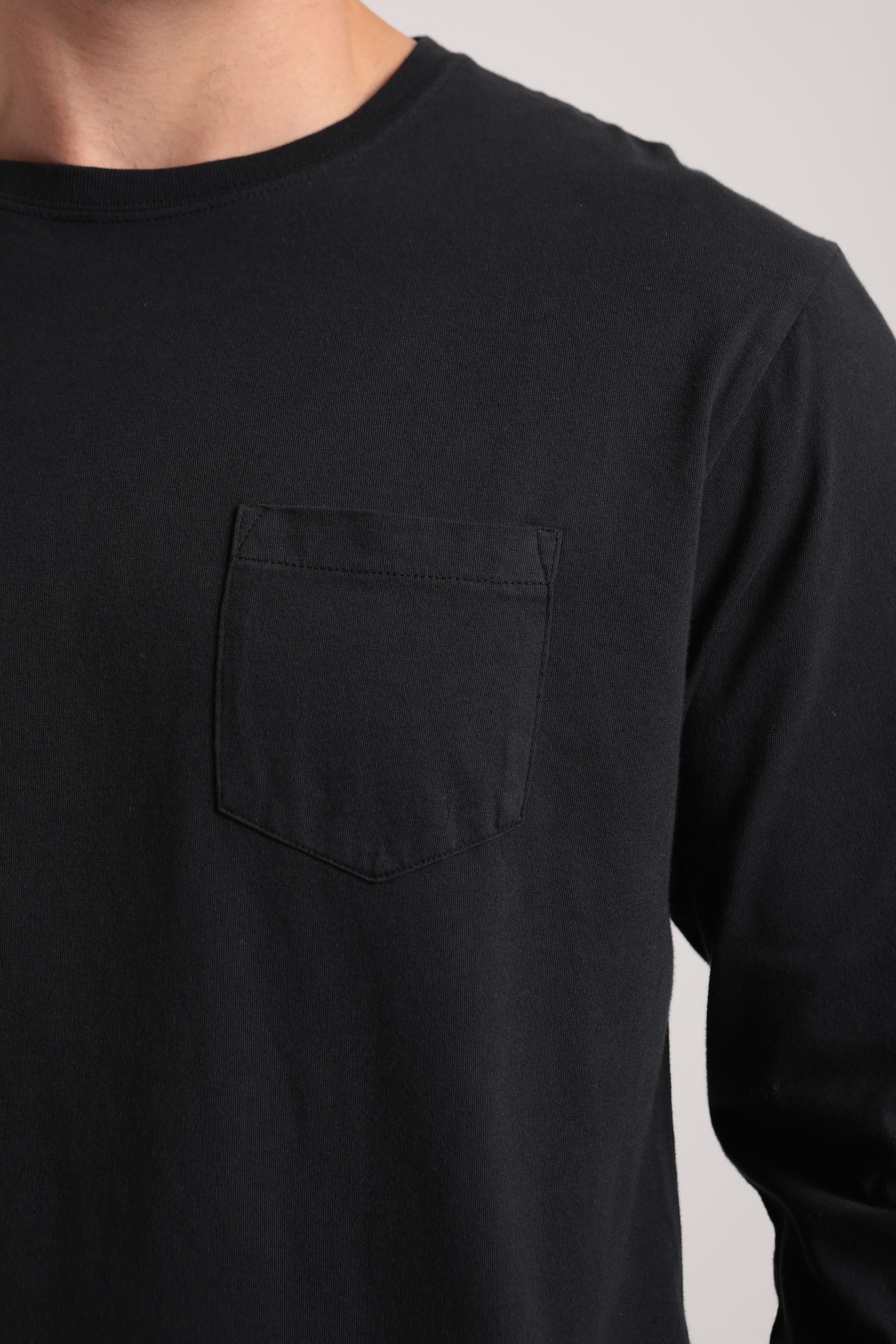 Polera manga larga hombre bolsillo negro -1