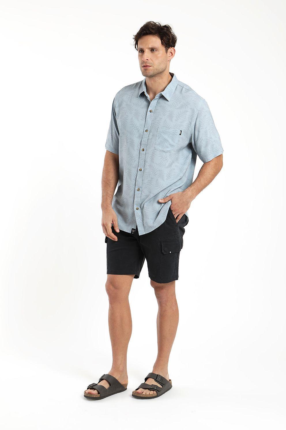 Camisa hombre manga corta viscosa  helechos 100% algodon organico Froens-1