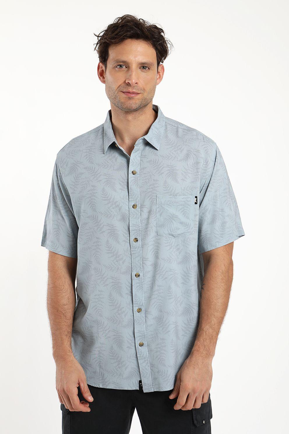 Camisa hombre manga corta viscosa  helechos 100% algodon organico Froens-2