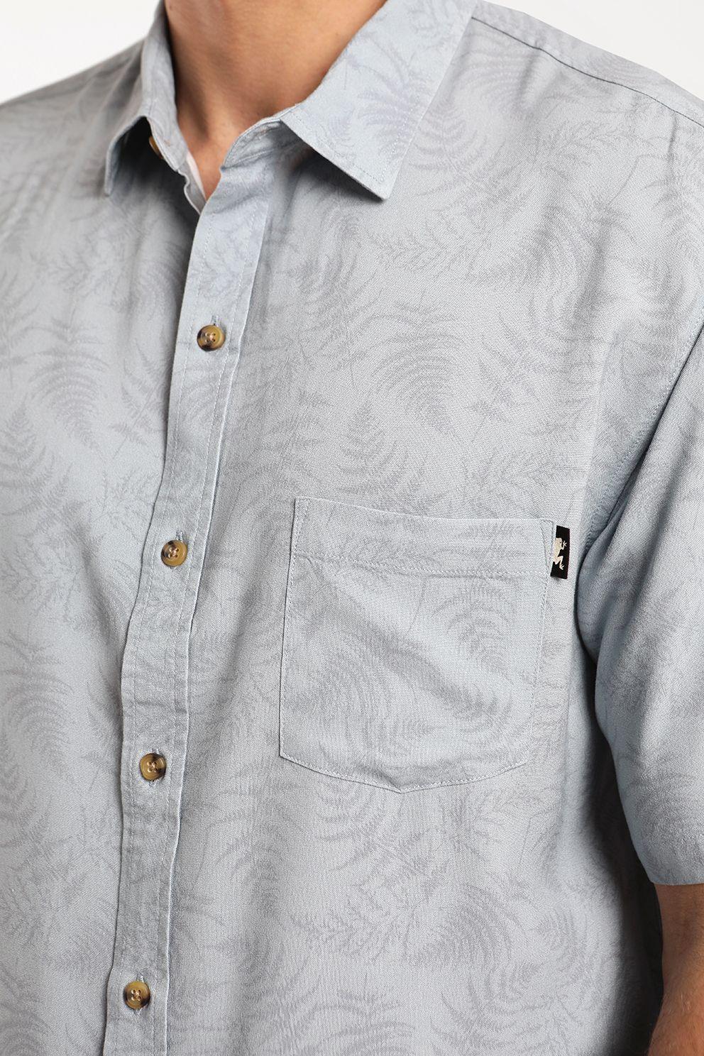 Camisa hombre manga corta viscosa  helechos 100% algodon organico Froens-4