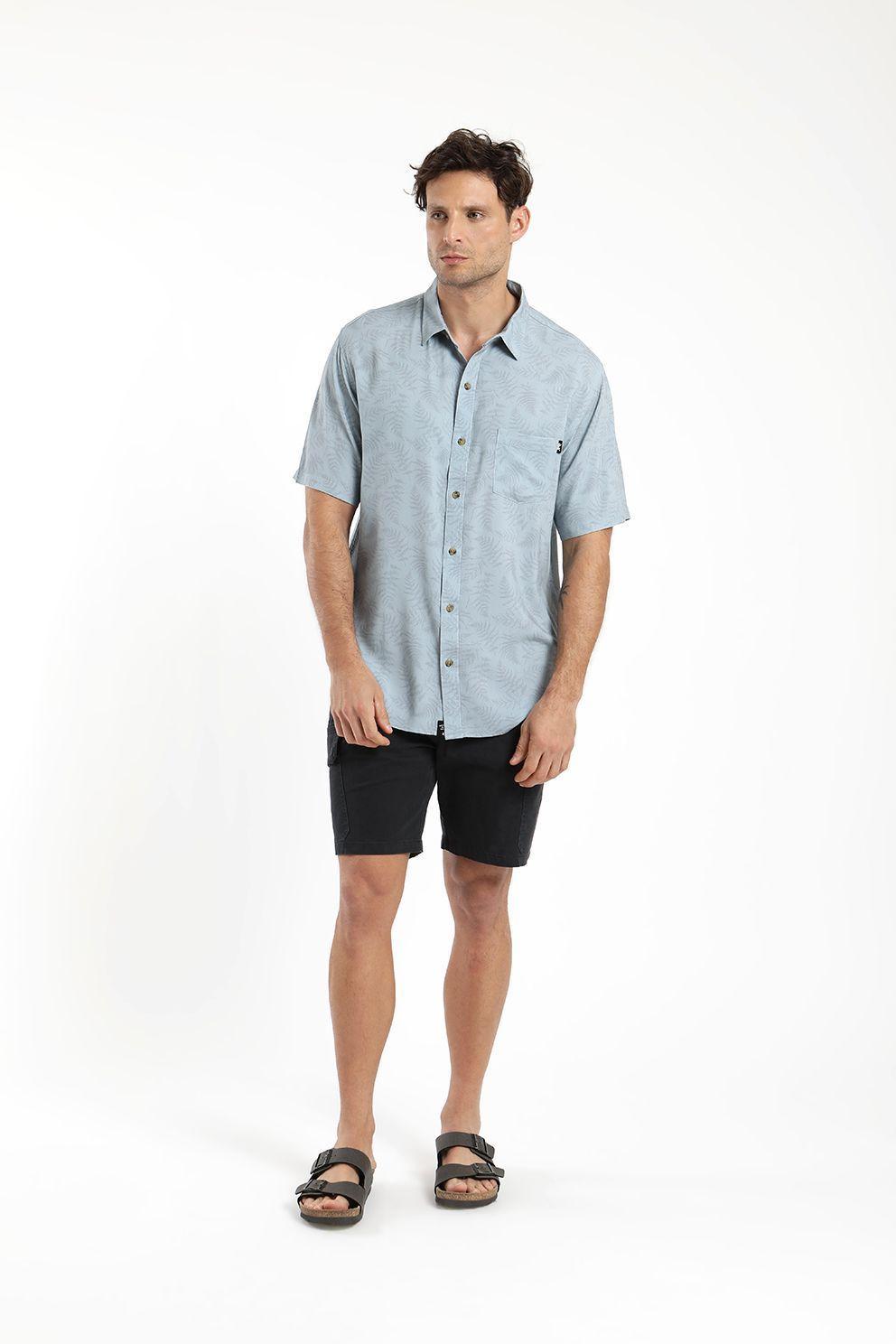 Camisa hombre manga corta viscosa  helechos 100% algodon organico Froens-3