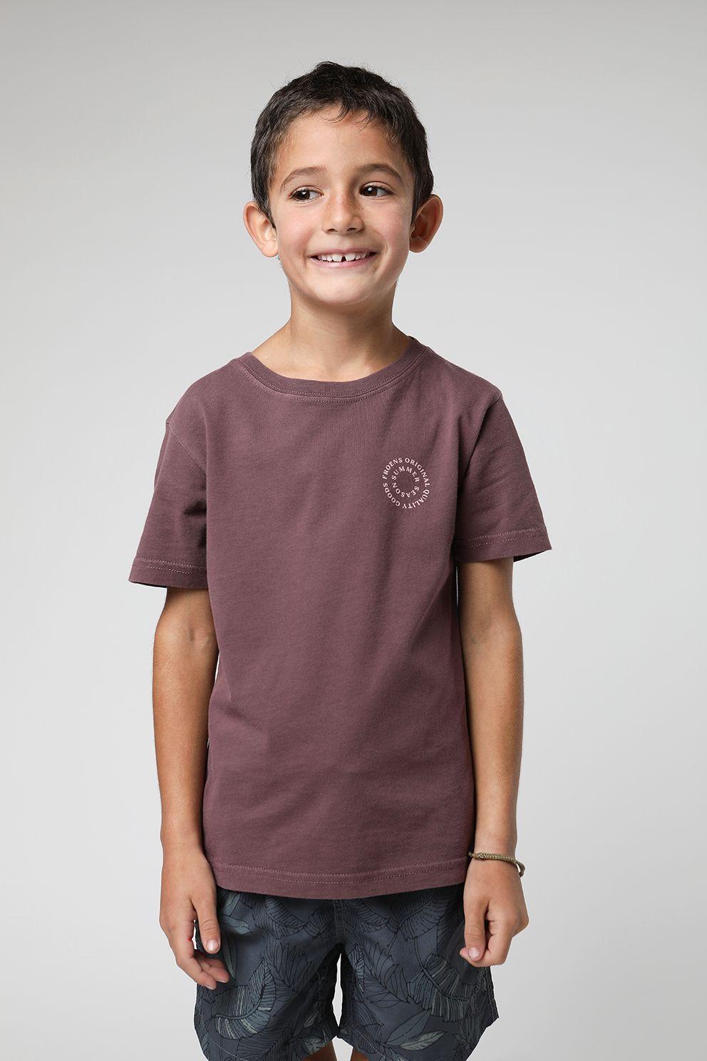 Polera manga corta kids Logo text burdeo -0