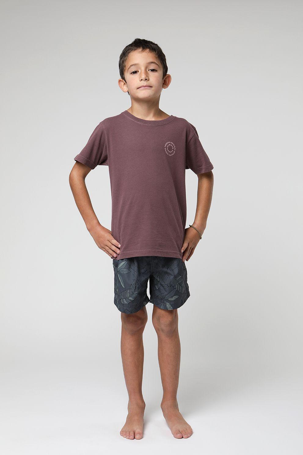 Polera manga corta kids Logo text burdeo -3