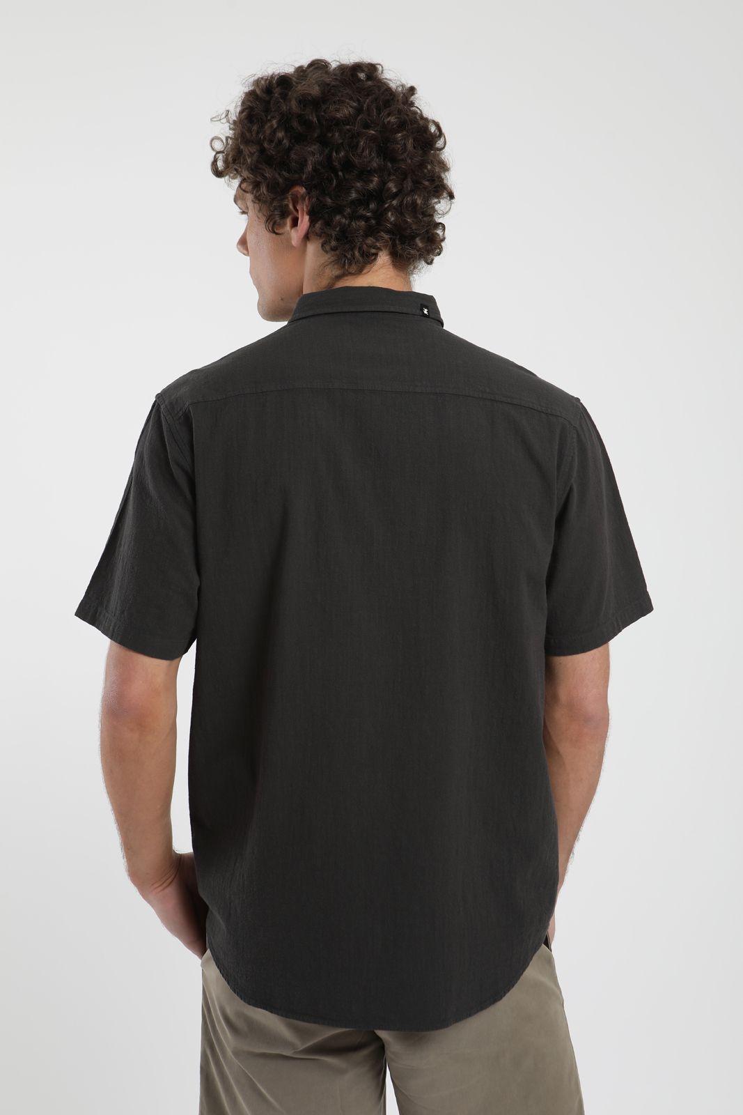 Camisa hombre manga corta Texture negro Algodón orgánico Froens-2