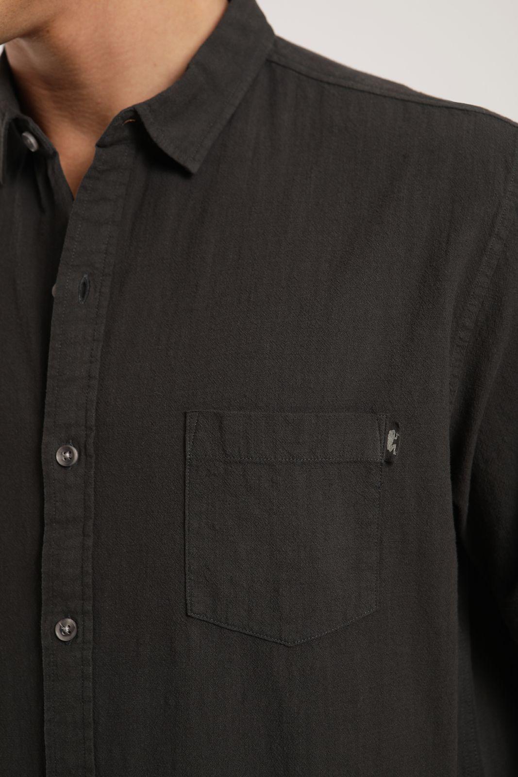 Camisa hombre manga corta Texture negro Algodón orgánico Froens-3