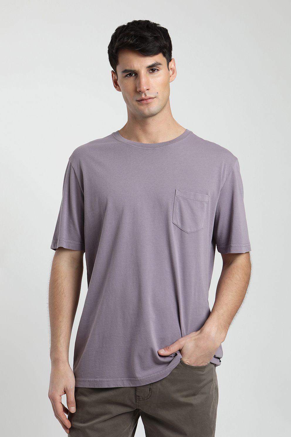 Polera manga corta hombre Bolsillo Stitch malva -0