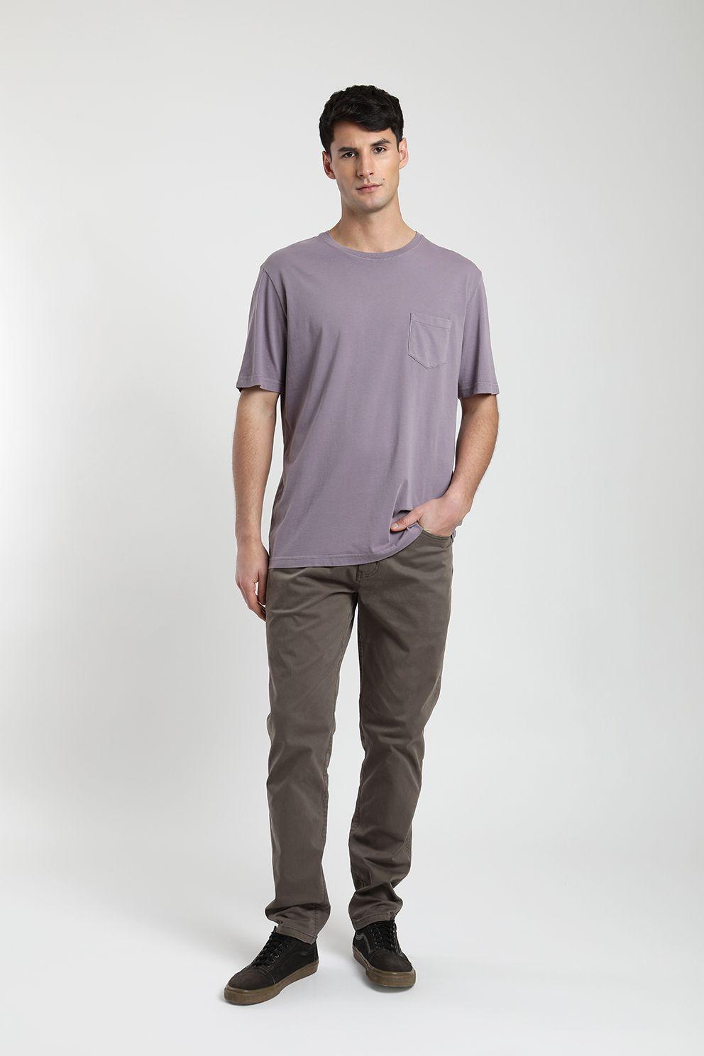 Polera manga corta hombre Bolsillo Stitch malva -3