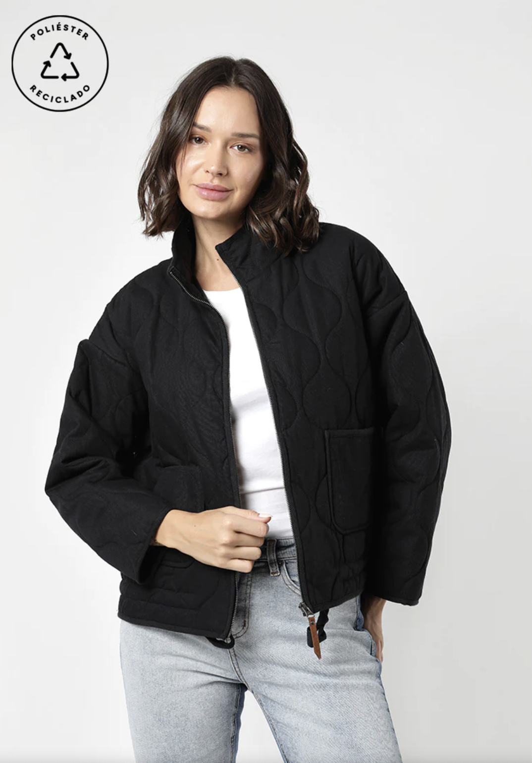 Chaqueta mujer bomber Alhambra negra Poliéster reciclado -0