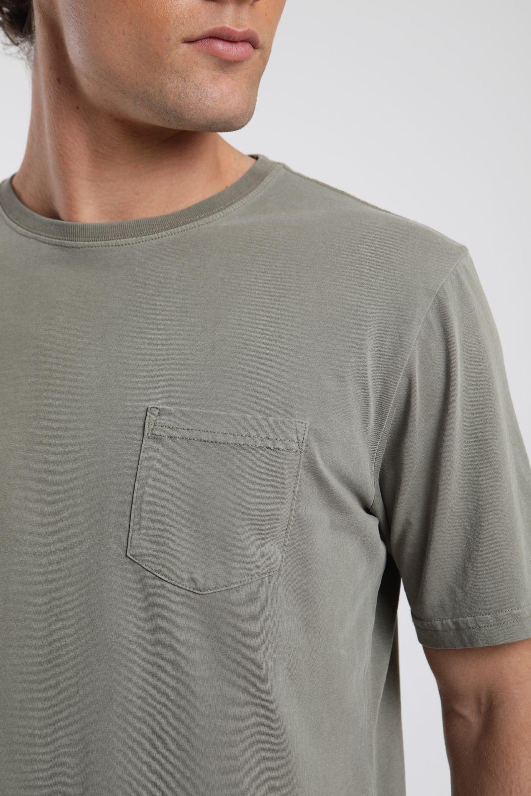 Polera hombre manga corta Plain verde Algodón orgánico Froens-2