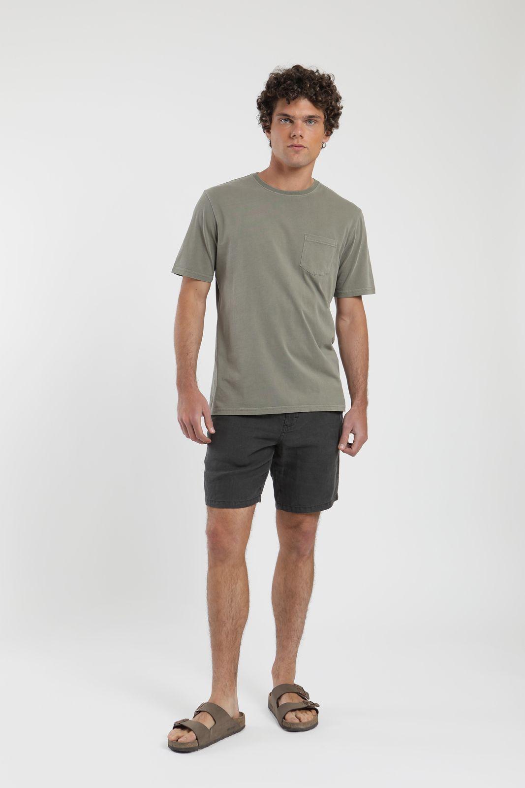 Polera hombre manga corta Plain verde Algodón orgánico Froens-3