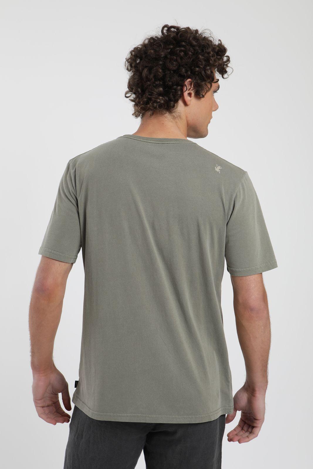 Polera hombre manga corta Plain verde Algodón orgánico Froens-4