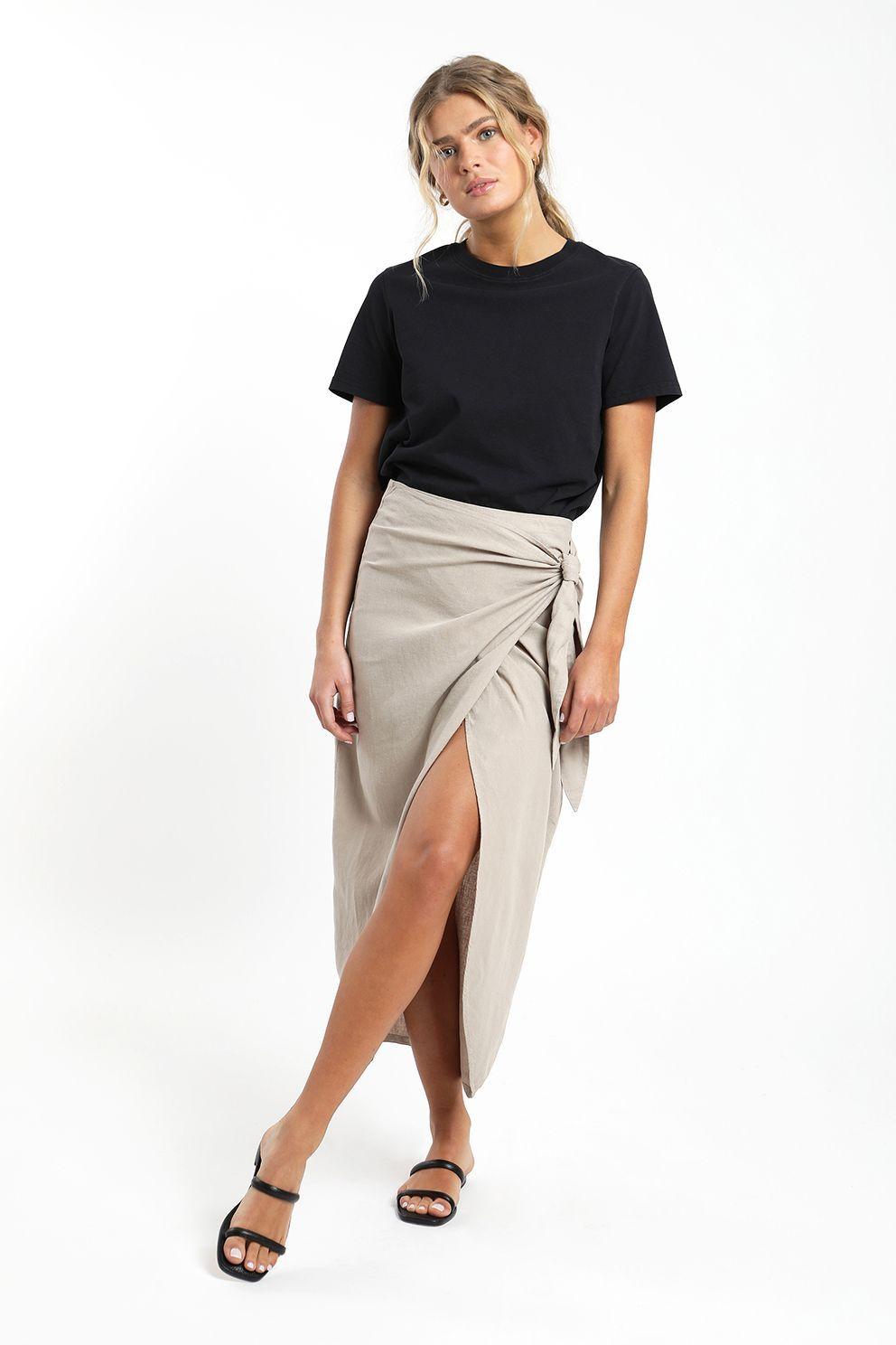 Falda larga Pareo beige-4
