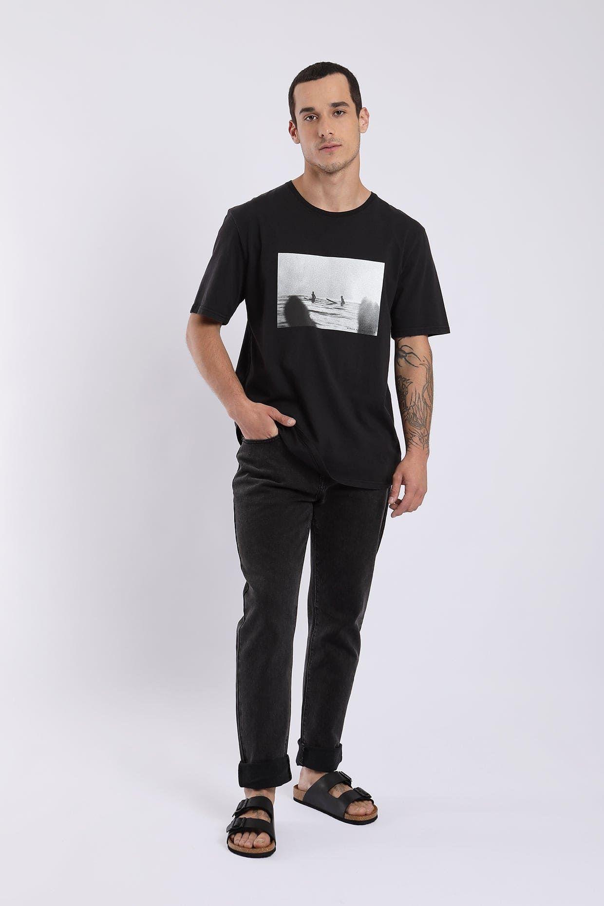 Polera manga corta hombre Surfers negro -1