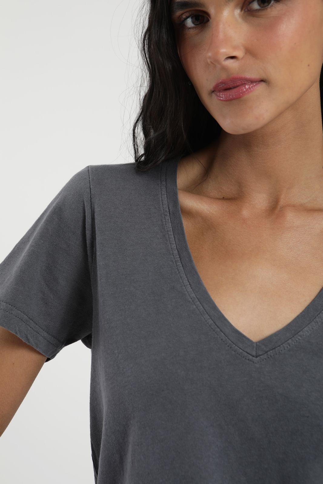 Polera mujer manga corta Basic grafito Algodón orgánico Froens-1